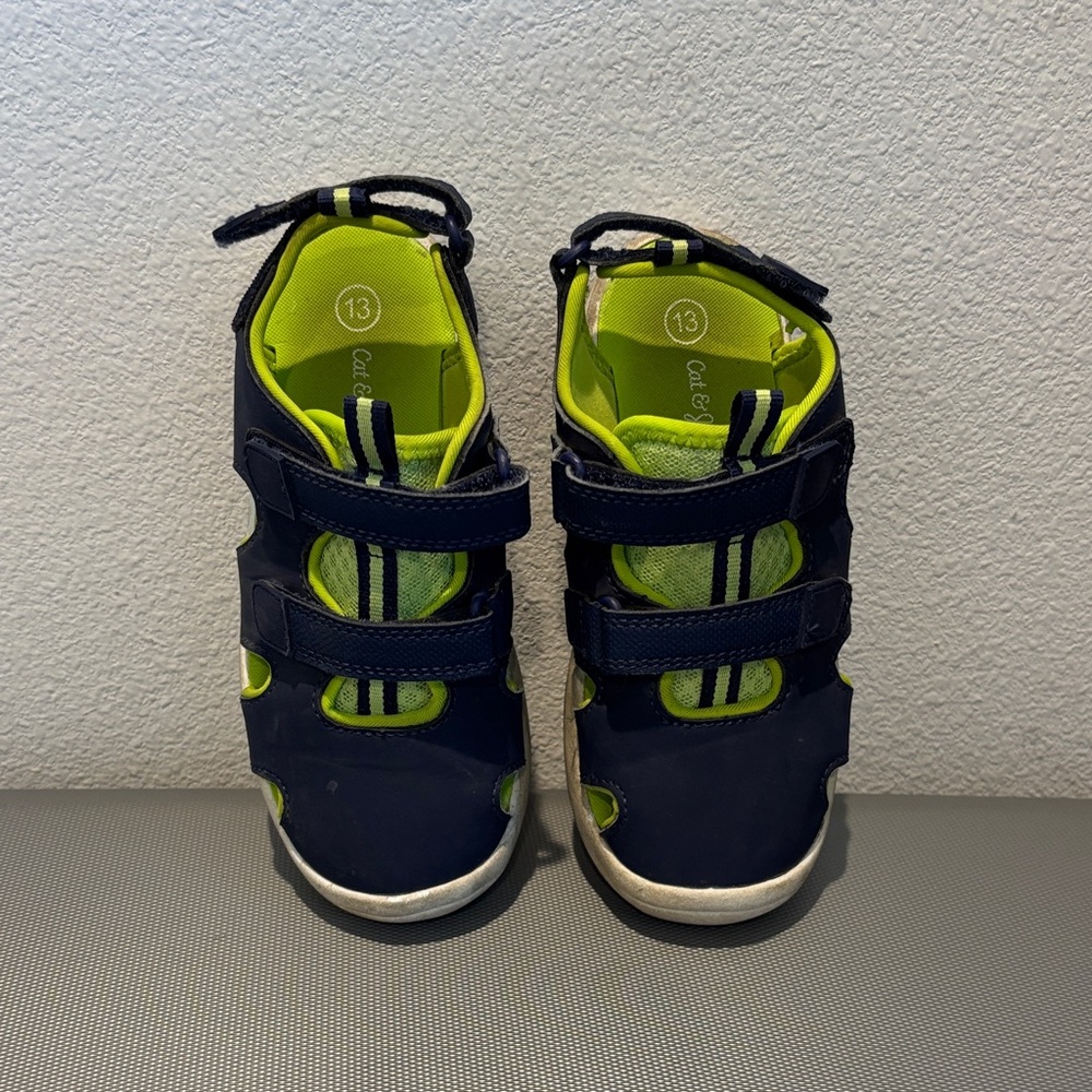 Cat & Jack Navy and Lime Sandals
